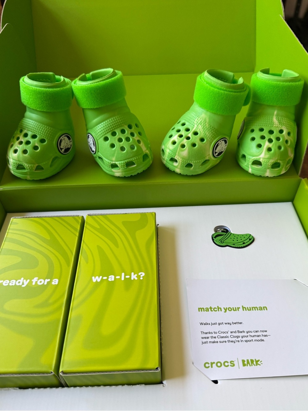 Crocs Dog Shoes with Velcro Strap - Bright Lime Green - Picture 3 of 3